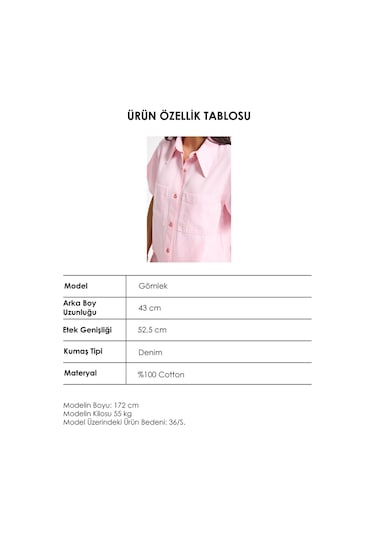 Itsbasic Kadın Light Pembe 6s6-98 Oversize %100 Koton Pamuk Denim Gömlek