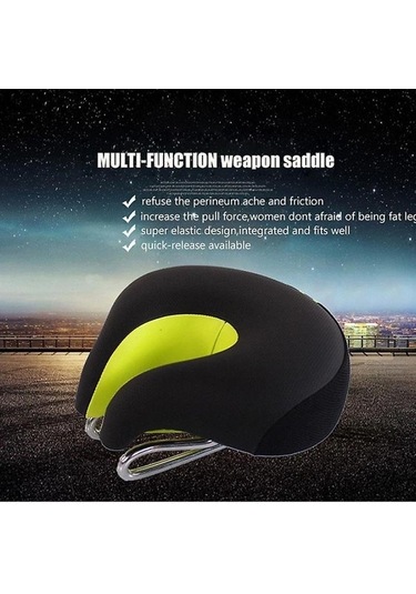 Pazly Yeşil Rahat, Ergonomik, Darbeye Dayanıklı Dağ Bisikleti Koltuğu, Yumuşak Kalın Şok Emici Sürüş Koltuğu Yeşil
