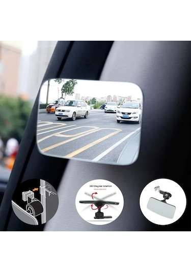 1 Adet İç Evrensel Araba İç Kör Nokta Aynası Geniş Açılı 360 Ayarlanabilir Hd Dışbükey Dikiz Aynası Araba Yardımcı Park Aynaları