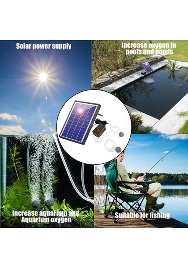 Pazly 10v 6w Güneş Su Oksijen Pompası - Kamp Balıkçılık Akvaryum İçin Uzun Kalma Hava Pompası