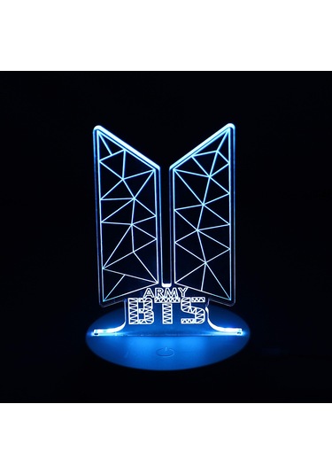 Fosenze Bts Army Hediyesi 16 Renkli Akrilik Led Masa Lambası, Usb Ve Uzaktan Kumanda İle Yatak Odası Aydınlatması Beyaz