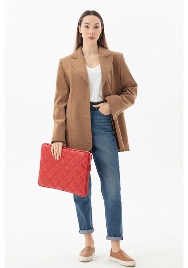 Kapitone Laptop Kılıfı 15.6 & 16 İnç Kırmızı