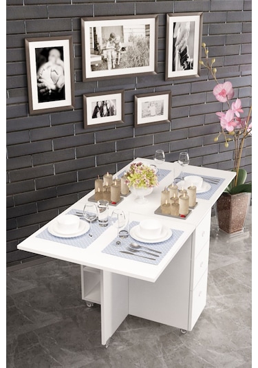 Dekorfim DF01107B Pratik Katlanır Masa Mutfak ve Yemek Masası