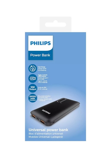 Philips Dlp6812cb 10.000mah Qc 3.0 Type-c Ve 2x Usb-a Power Bank