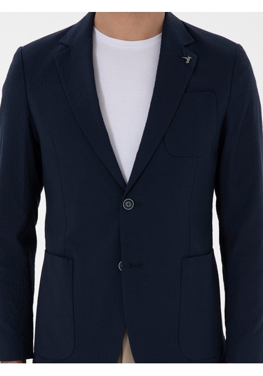 Cacharel Koyu Lacivert Slim Fit Spor Ceket