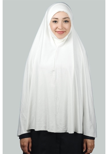 Altobeh Hazır Türban Peçeli Pratik Eşarp Tesettür Nikaplı Hijab - Namaz Örtüsü Sufle (5XL) - Ekru