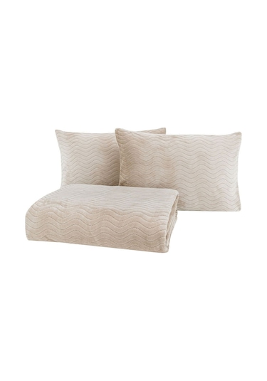 Yataş Dazel Çift Kişilik Battaniye Yatak Örtüsü Seti 240x225 CM - Bej