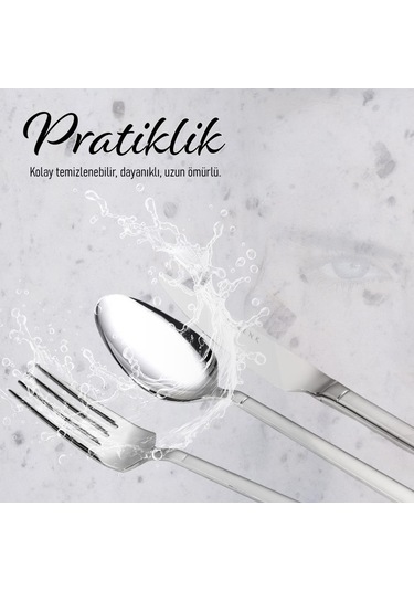 Serenk Barselona Çelik Çatal Kaşık Bıçak Takımı 42 Parça Gümüş