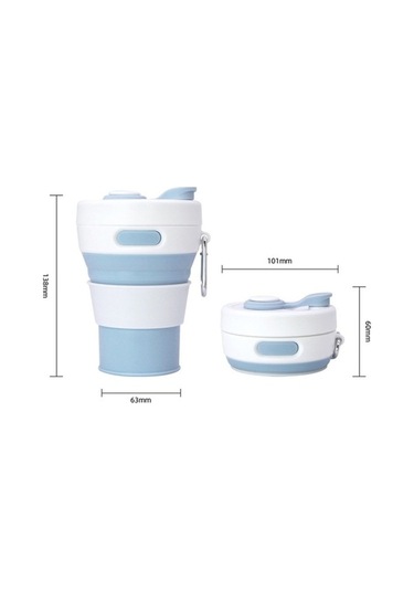 Prestigegoods 350 Ml Katlanır Silikon Teleskopik Kahve Fincanı, Çok Fonksiyonlu Seyahat Bardağı, Mavi Mavi