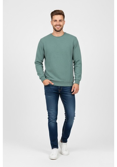 Baglan Erkek Sıfır Yaka Selanik Sweatshirt Regular Kalıp Bgl-st04870 Elma