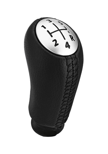 Samdoo Renault Laguna Megane 2003-2009 İçin 5 Vites Deri Vites Çubuğu Kolu, Siyah Pu Deri, Kaydırma Manuel Vites Kolu Siyah