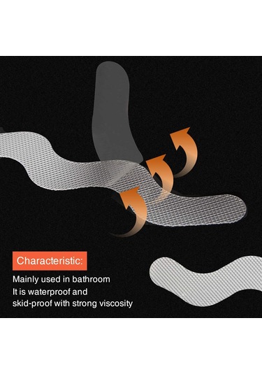 Symbee Banyo Kolu Kaymazsız Bandı Peva Dalgalı Desenli Su Geçirmez Anti-kayma Bant 12 Adet 2x20cm Şeffaf