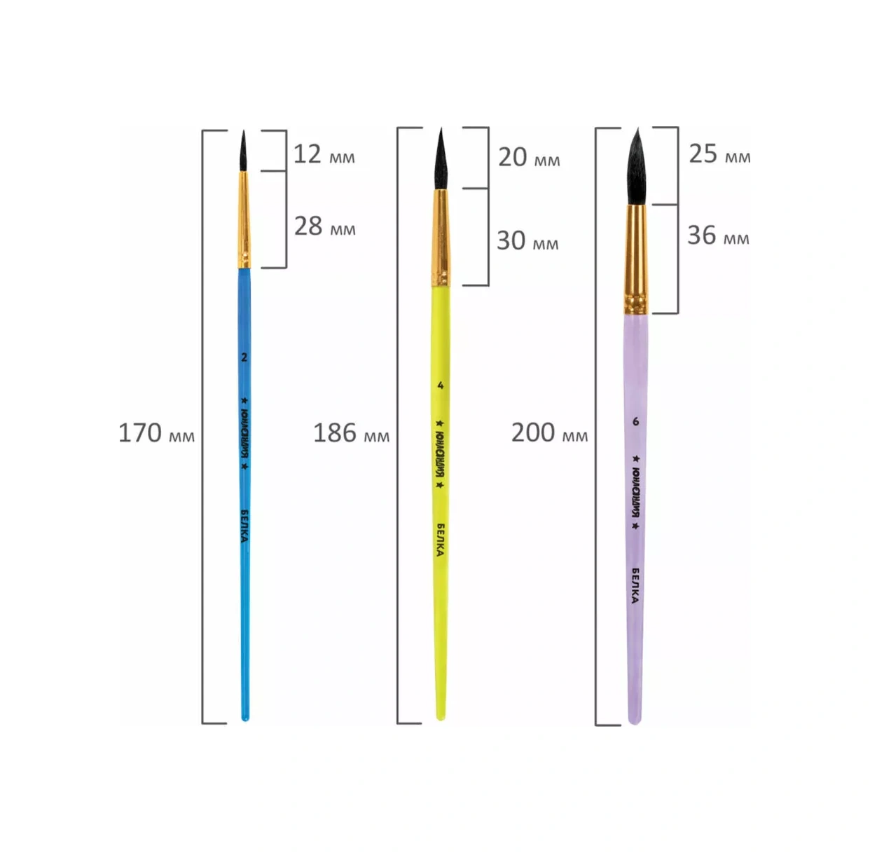 Unlandia Okul İçin 3'lü Yuvarlak Gelincik Fırçası Resim Fırçaları Seti 246613092