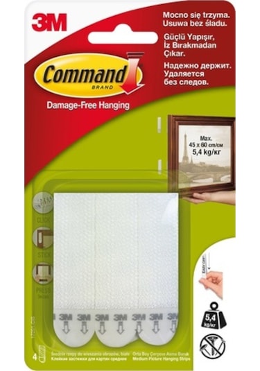 3M Command 17201 Orta Boy Resim Asma Şerit Cırt Bantları