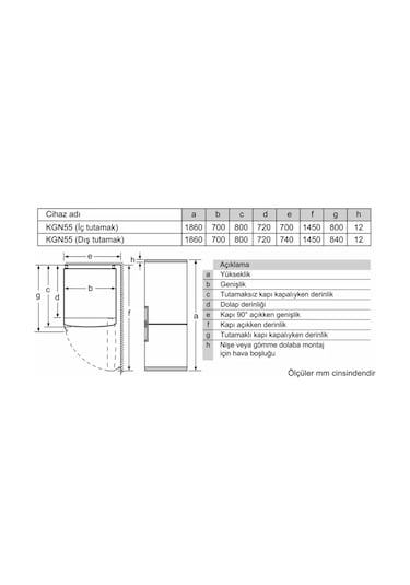 Bosch KGN55CWE0N 483 LT No-Frost Kombi Tipi Buzdolabı