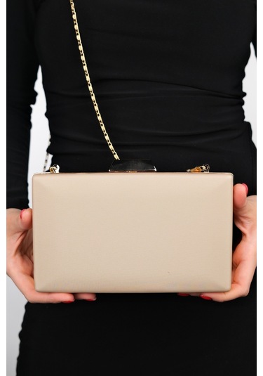 Luvishoes Dallas Koyu Bej Saten Kadın Abiye Çanta Koyu Bej