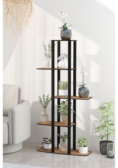 Gardenya Çok Katlı Çiçeklik Saksılık Ceviz Ceviz