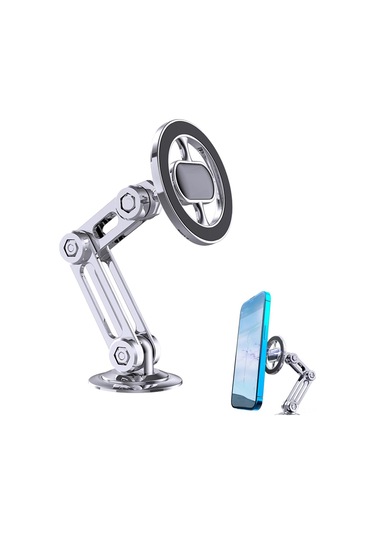 Lemestar Evrensel 360 Dönebilen Güçlü Mıknatıslı Araç Telefon Tutucu - Sarsıntıya Dayanıklı GÜMÜŞ