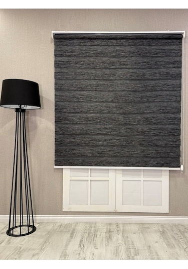 Donatti Bambu Zebra Stor Güneşlik Perde Siyah Gri Kırçıllı Siyah Gri Kırçıllı