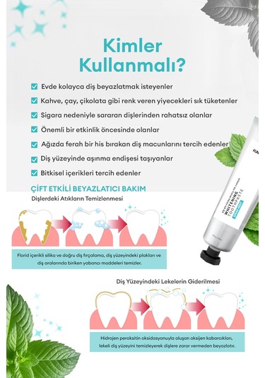 Ferahlık Etkili Beyazlatıcı Bitkisel Diş Macunu Kundal Whitening Toothpaste Set 150g 5 Adet