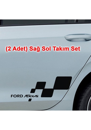 2 Adet Ford Focus Sticker - Kapı Altı Sticker - 50cm X 20cm - Siyah