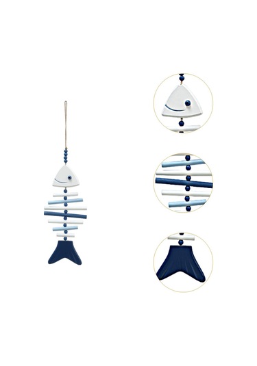 Suntek Deniz Temalı Pratik Çok Amaçlı Ahşap Balık Heykeli 54x12cm