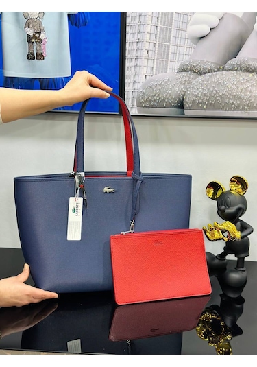 Allure Boutique Kadın Çiftli Çanta Bordo - Lacivert