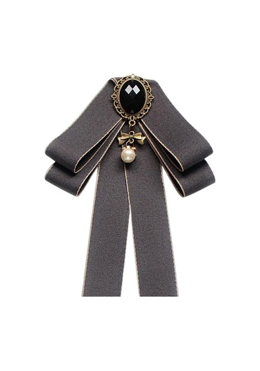 Homyl Şerit Papyon Broş Boyun Kravat Kokteyller Parti Mezuniyet Gri