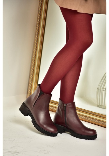 Fox Shoes J654011903 Bordo Hakiki Deri Kadın Bot Bordo-hakiki Deri Bordo