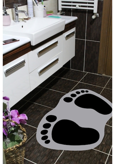 Eco Concept Ayak İzi Kaymaz Taban Banyo Paspası Gri