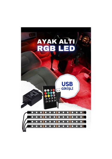 Usb Girişli Rgb Ayak Altı Led Sese Duyarlı Led Müziğe Duyarlı 12 Led