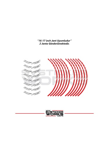 Yamaha Yzf-r3 Yazılı Jant Sticker Dış Ve İç Set Sticker Jant Şeridi Kırmızı