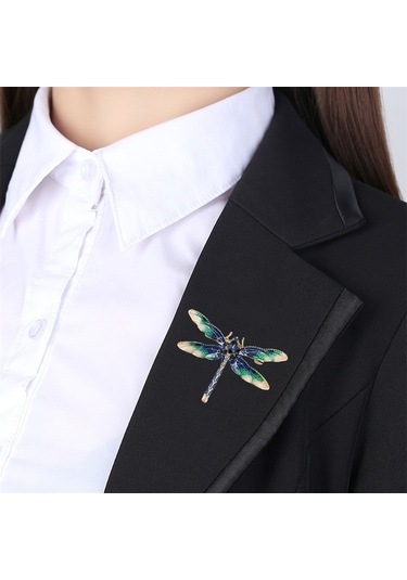 Sones Retro Yağ Damlayan Emaye Yusufçuk Broşu Mor