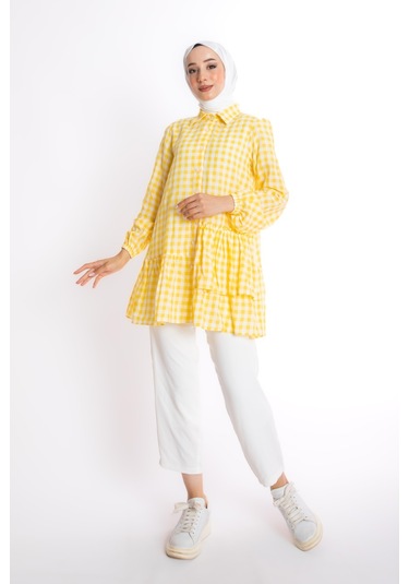 Ekose Sarı Tunik Çok Renkli