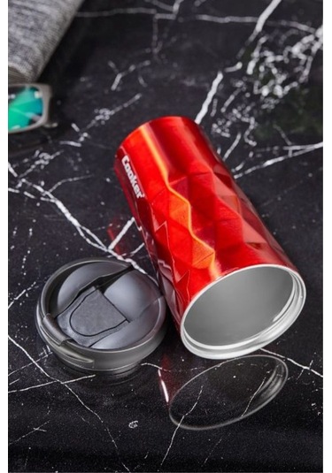 Cooker Prizma 350 ML Çelik Mug Termos Kırmızı Ckr2048