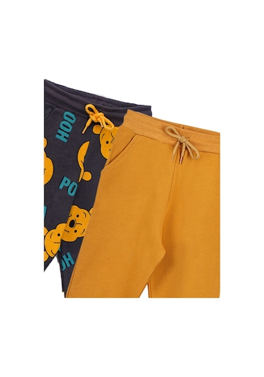 Zuzunga 2'li Basic Şardonlu 2 İplik Eşofman Set Winnie The Pooh - Hardal Hardal