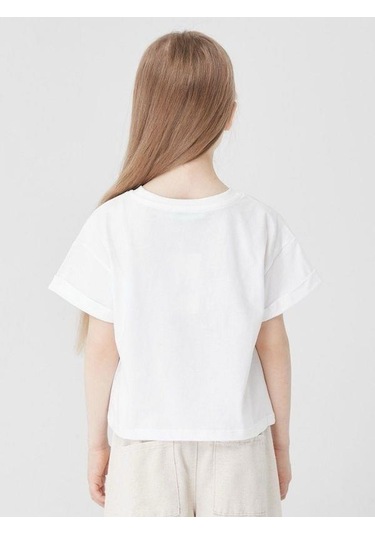 Kız Çocuk Pamuklu Güneş Kabartma Baskılı Bluz-13864-ekru Pmb Ekru - Pembe