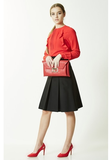 Soralline Kadın Etek 65 Cm Boyunda 3 Pile 724 Siyah Siyah