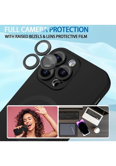 Fochsia iPhone Uyumlu 12 Pro Manyetik Mat Lüks Metalik Soft Cep Telefonu Kılıfı Kamera Koruma