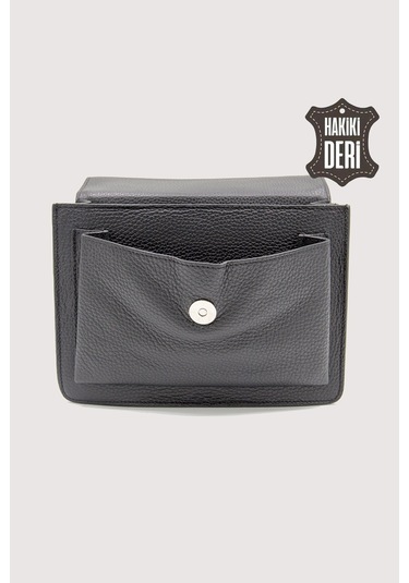 Hakiki Deri Kadın El Çantası Siyah Smr9022 Siyah