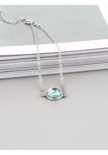 925 Ayar Gümüş Kristal Mavi Taşlı Balık Kuyruğu Bileklik Gümüş