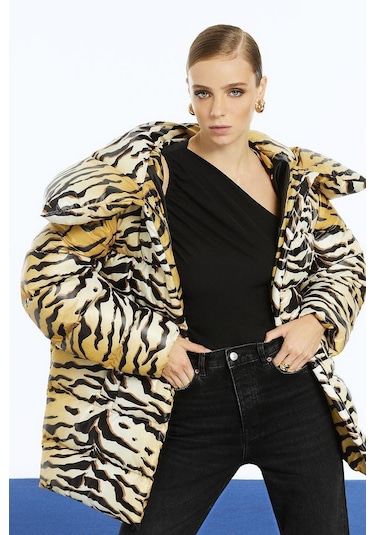 N22kd8503 Nocturne Kaplan Desenli Şişme Mont Çok Renkli