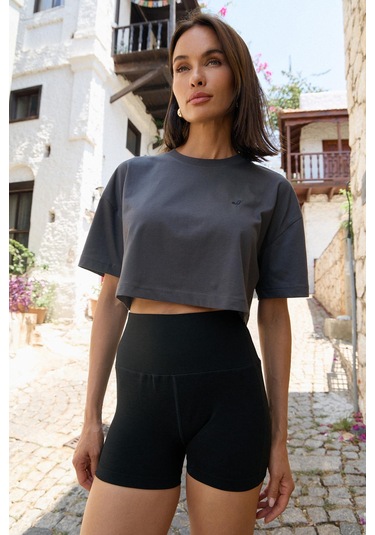 Aura Crop T-shirt Antrasit Antrasit