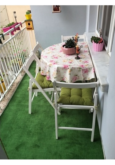 Yeşil Protokol Halı Özel Kesim Kaymaz Tabanlı Balkon Halısı (427038973)