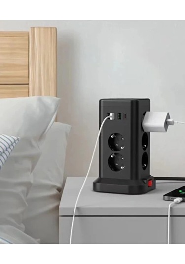 Wp711 Akım Korumalı Priz Kablosuz Şarj İstasyonu 11x Soket 3x Usb 1xtype-c Kablolu Grup Priz Belirtilmemiş