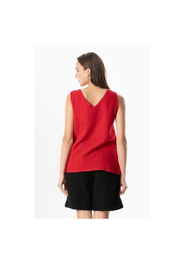 Kolsuz Melis Yazlık Müslin Bluz Kırmızı Krmz Kırmızı