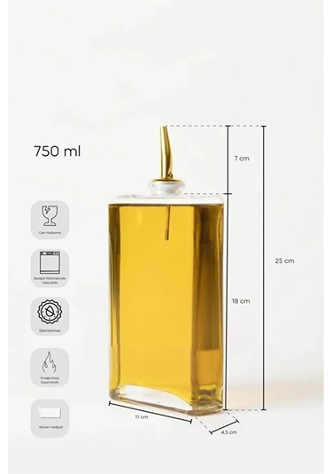 Molivet 750ml Silver Kapak Cam Yağdanlık-sosluk-sirkelik Gold