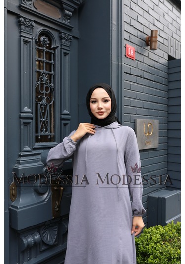 Kadın Gri Aerobin Uzun Kapşonlu İkili Takım T0222 Gri