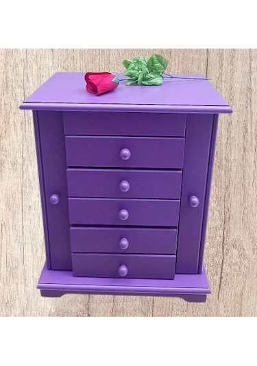 Hobi Erdl Model90524 7çekmece Aynalı Makyaj Şifonyer Kutu Mor Renk El Yapımı Hobi Erdl Model90524 7çekmece Aynalı Makyaj Şifonyer Kutu Mor Renk El Yapımı