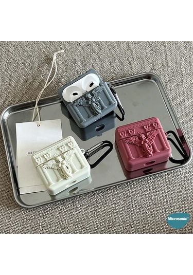 Microsonic Aipods Uyumlu 4.nesil / Anc Kılıf Cartoon Figürlü Silikon Praying Angel Bej - Gri